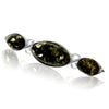 925 Sterling Silver & Genuine Baltic Amber 3 Stone Classic Brooch - GL802