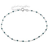 925 Sterling Silver Anti-Tarnish Plated Plain Anklet Bracelet Silver Square Blue Beads with extender - GA-ANK7