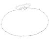 925 Sterling Silver Anti-Tarnish Plated Plain Anklet Bracelet Silver Beads with extender - GA-ANK1
