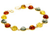 Classic 925 Sterling Silver Gold Plated with 22 Carat Gold 19 cm + 4.5 cm Link Bracelet set with Genuine Baltic Amber Gemstones - MG500
