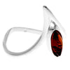 925 Sterling Silver & Genuine Baltic Amber Modern Designer Ring - 7543