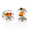 925 Sterling Silver & Genuine Baltic Amber Classic Rectangular Studs Earrings - K017