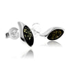 925 Sterling Silver & Genuine Baltic Amber Classic Oval Studs Earrings - 5283