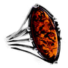 925 Sterling Silver & Genuine Baltic Amber Classic Ring - 7107