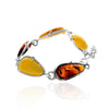 925 Sterling Silver & Genuine Mix Baltic Amber Exclusive Unique Link Bracelet - BT0200