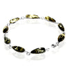 925 Sterling Silver & Genuine Baltic Amber Classic Link Bracelet - G502