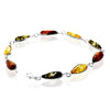 925 Sterling Silver & Genuine Baltic Amber Classic Link Bracelet - G502