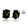 925 Sterling Silver & Baltic Amber Classic Oval Stud Earrings - GL028