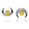 925 Sterling Silver & Genuine Baltic Amber Classic Half Moon Studs Earrings - GL1023