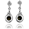 925 Sterling Silver & Genuine Baltic Amber Modern Drop Earrings - GL1040