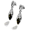 925 Sterling Silver & Genuine Baltic Amber Modern Drop Earrings - GL1042