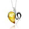 925 Sterling Silver & Baltic Amber Modern Heart Pendant - GL2015