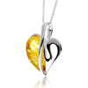 925 Sterling Silver & Baltic Amber Modern Heart Pendant - GL2015