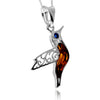 925 Steling Silver & Genuine Baltic Amber Humming Bird Pendant - GL2050