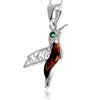 925 Steling Silver & Genuine Baltic Amber Humming Bird Pendant - GL2050