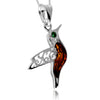 925 Steling Silver & Genuine Baltic Amber Humming Bird Pendant - GL2050