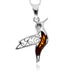 925 Steling Silver & Genuine Baltic Amber Humming Bird Pendant - GL2050