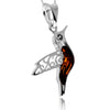 925 Steling Silver & Genuine Baltic Amber Humming Bird Pendant - GL2050