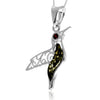 925 Steling Silver & Genuine Baltic Amber Humming Bird Pendant - GL2050