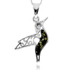 925 Steling Silver & Genuine Baltic Amber Humming Bird Pendant - GL2050