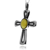 925 Steling Silver & Genuine Baltic Amber Celtic Cross Pendant - GL2051