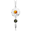 925 Steling Silver & Genuine Baltic Amber Celtic Dream Catcher Pendant - GL2060