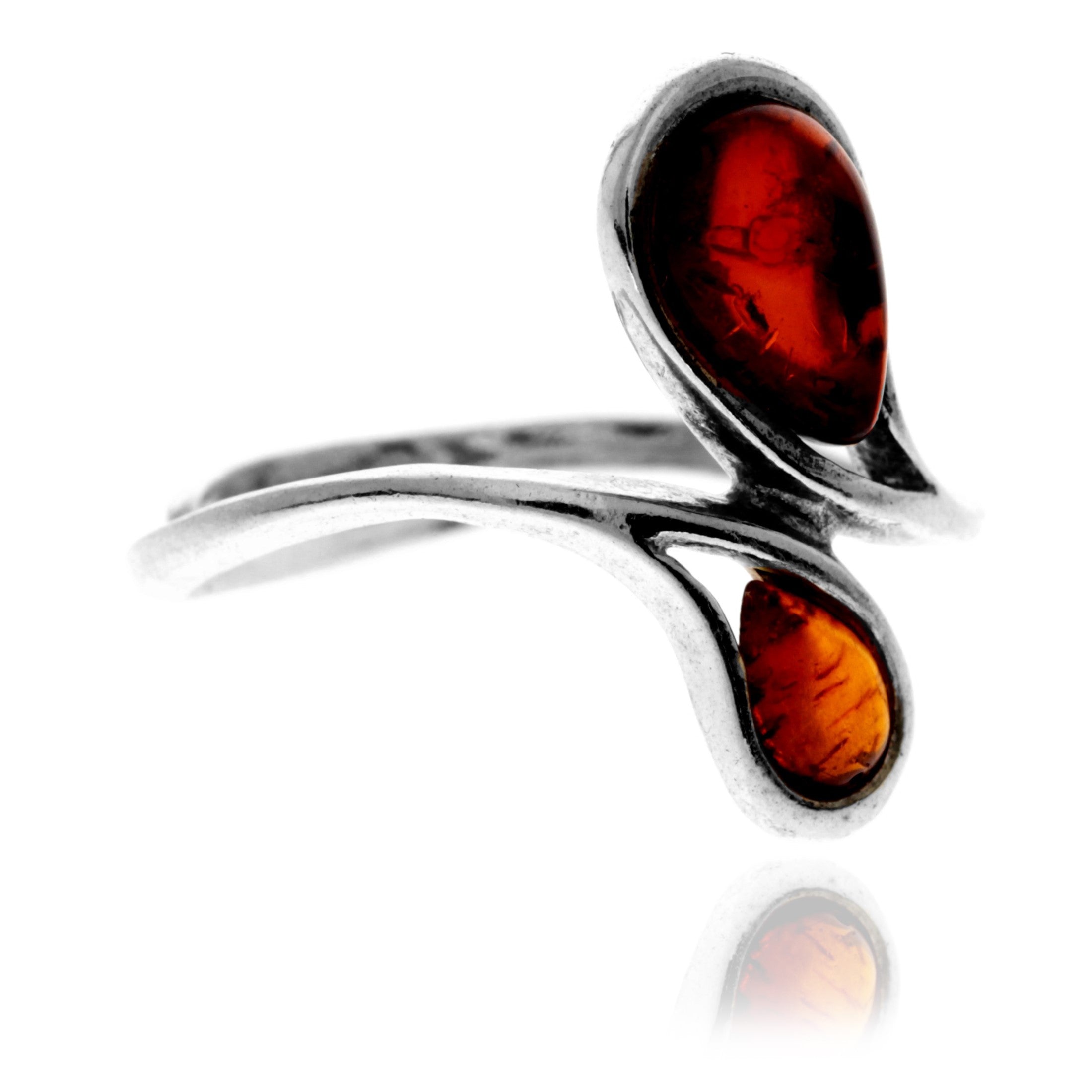 925 Sterling Silver & Baltic Amber Modern Designer Ring - GL729A