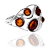 925 Sterling Silver & Genuine Baltic Amber Multi Stone Classic Ring - GL747