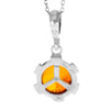 925 Sterling Silver & Genuine Baltic Amber Classic Round Modern  Pendant - 1581