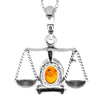 925 Sterling Silver & Genuine Baltic Amber Classic  Zodiac Libra Pendant - 1697