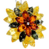 925 Sterling Silver & Genuine Baltic Amber Multi Stone Classic Pendant - 1702