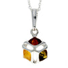 925 Sterling Silver & Genuine Baltic Amber Modern Pendant - 1706