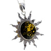 925 Sterling Silver & Genuine Baltic Amber Large Start / Sun Pendant - 1864