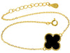 925 Sterling gold plated Black Clover Bracelet -CH-1107-GP-B