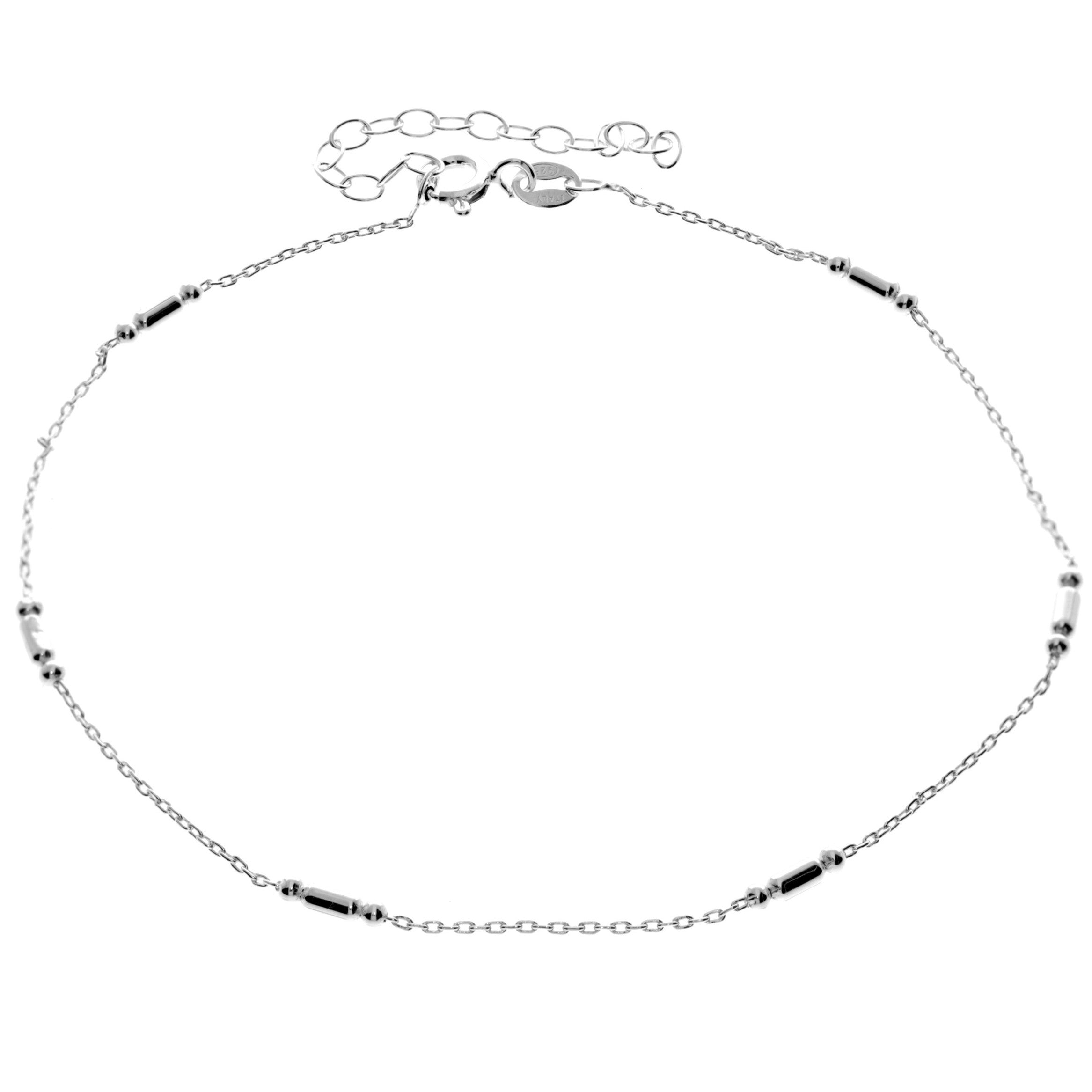 925 Sterling Silver Anti-Tarnish Coated Triple Beads Plain Anklet Bracelet with extender - GA-ANK5