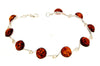 925 Sterling Silver & Baltic Amber Classic Link Bracelet 19 cm - 2092