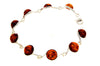 925 Sterling Silver & Baltic Amber Classic Link Bracelet 19 cm - 2092