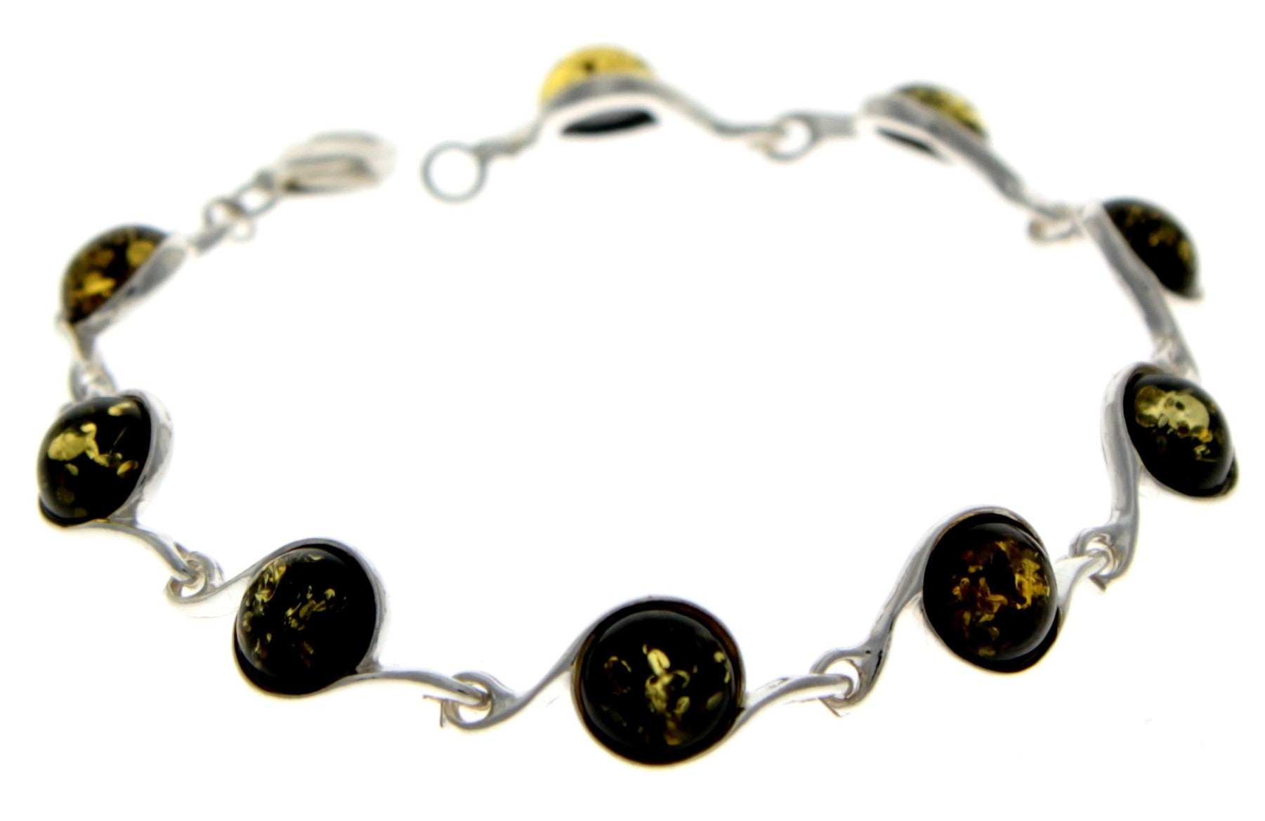 925 Sterling Silver & Baltic Amber Classic Link Bracelet 19 cm - 2092