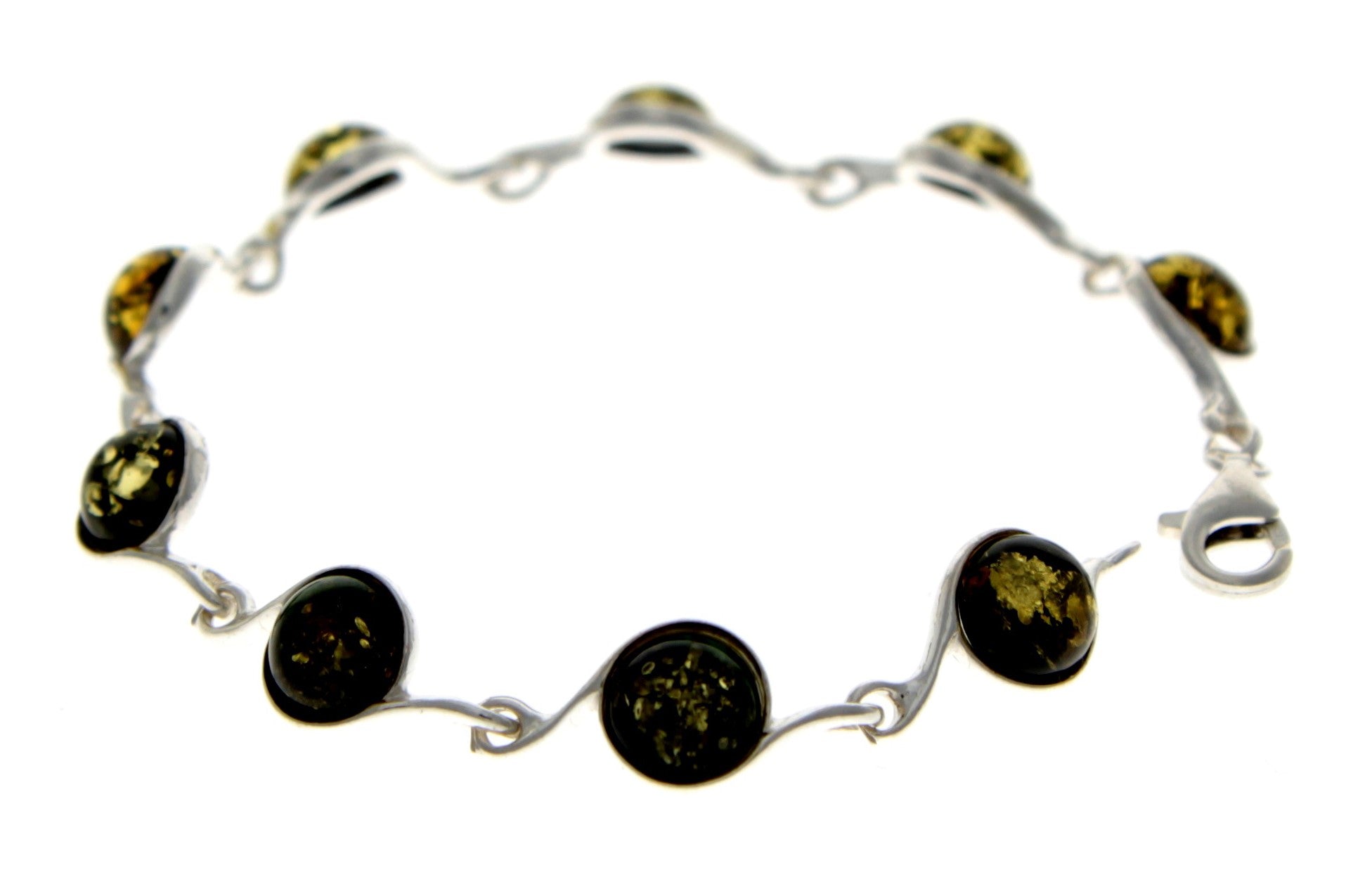 925 Sterling Silver & Baltic Amber Classic Link Bracelet 19 cm - 2092