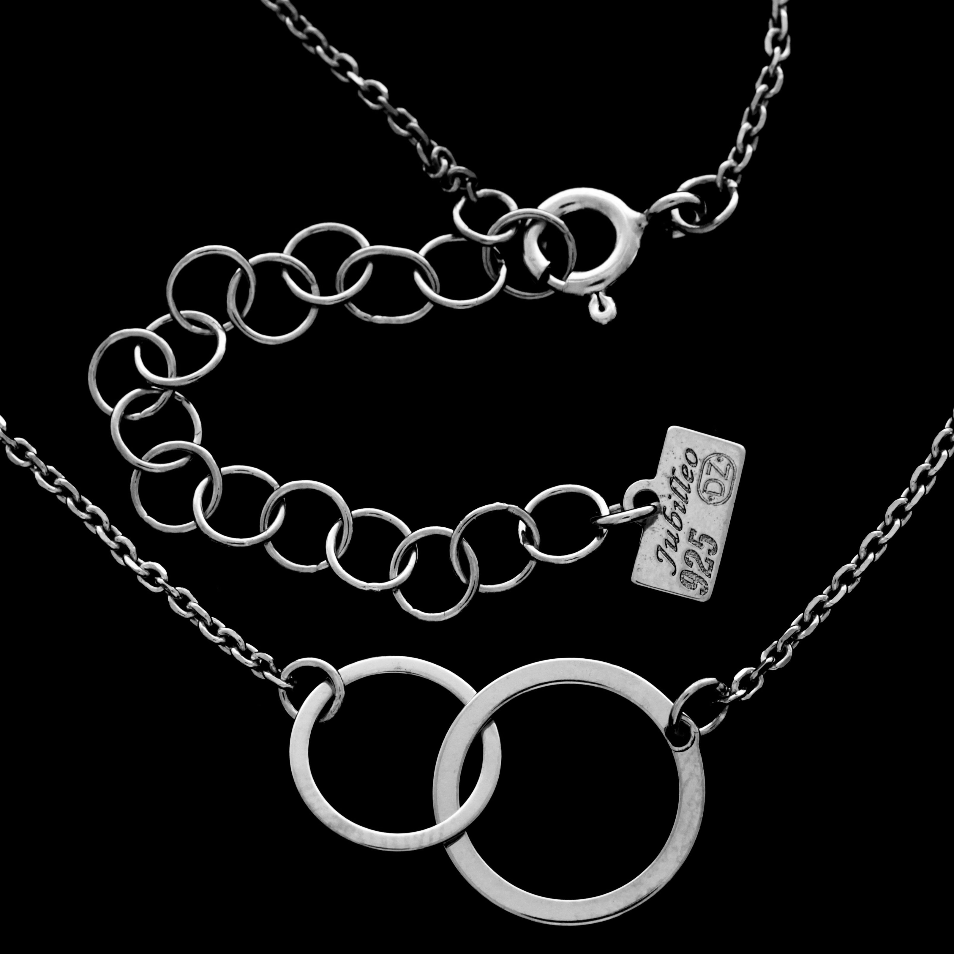 925 Sterling Silver Plain Rhodium Plated Karma Necklace - PL-3334-N