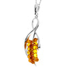 925 Sterling Silver & Genuine Baltic Amber Modern Pendant  302