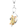 925 Sterling Silver & Genuine Baltic Amber Modern Pendant  302