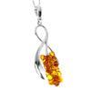 925 Sterling Silver & Genuine Baltic Amber Modern Pendant  302