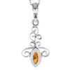 925 Sterling Silver & Genuine Baltic Amber Classic Marquise Pendant - 303