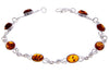 925 Sterling Silver & Genuine Baltic Amber Bracelet Link 21.5 cm  - 3178