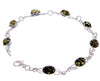 925 Sterling Silver & Genuine Baltic Amber Bracelet Link 21.5 cm  - 3178