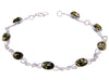 925 Sterling Silver & Genuine Baltic Amber Bracelet Link 21.5 cm  - 3178