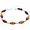 925 Sterling Silver & Genuine Baltic Amber Bracelet 19 cm + 5 cm  - 3345