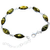 925 Sterling Silver & Genuine Baltic Amber Bracelet 19 cm + 5 cm  - 3345