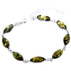 925 Sterling Silver & Genuine Baltic Amber Bracelet 19 cm + 5 cm  - 3345